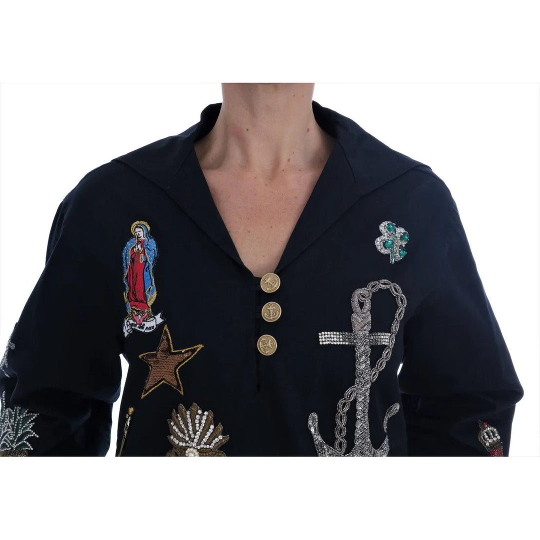 Dolce & Gabbana Blue Crystal MAMMA Sicily Jacket