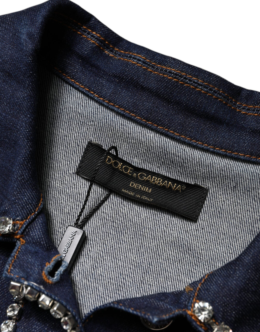 Dolce &amp; Gabbana Trucker Jackets - Blue Denim Cotton Crystal Embellished Jacket
