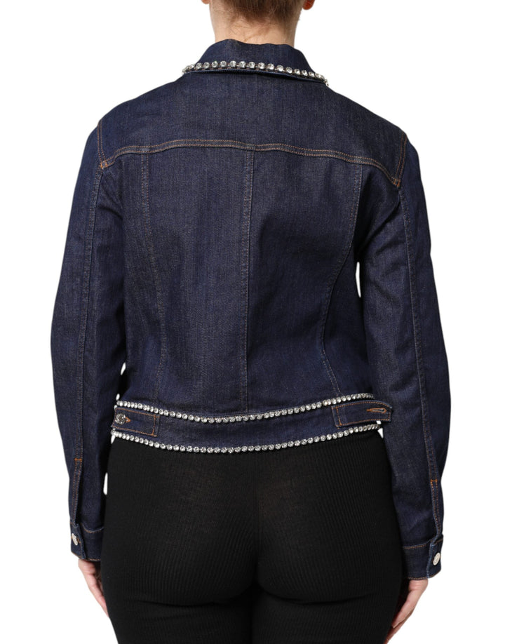 Dolce &amp; Gabbana Trucker Jackets - Blue Denim Cotton Crystal Embellished Jacket