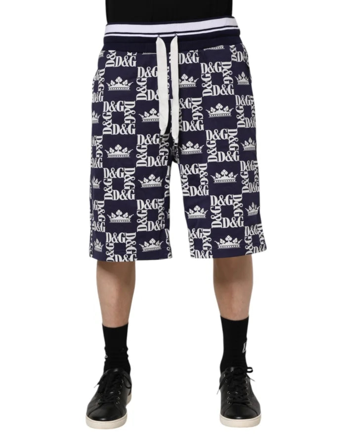 Dolce & Gabbana Blue DG Logo Print Chino Men Bermuda Shorts