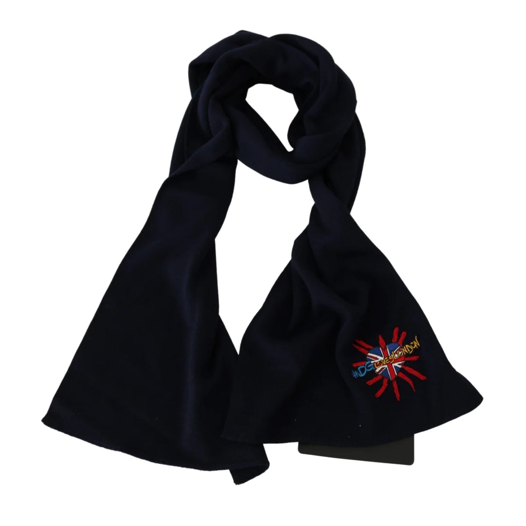 Dolce & Gabbana Blue #DGLovesLondon Wrap Shawl Wool Scarf