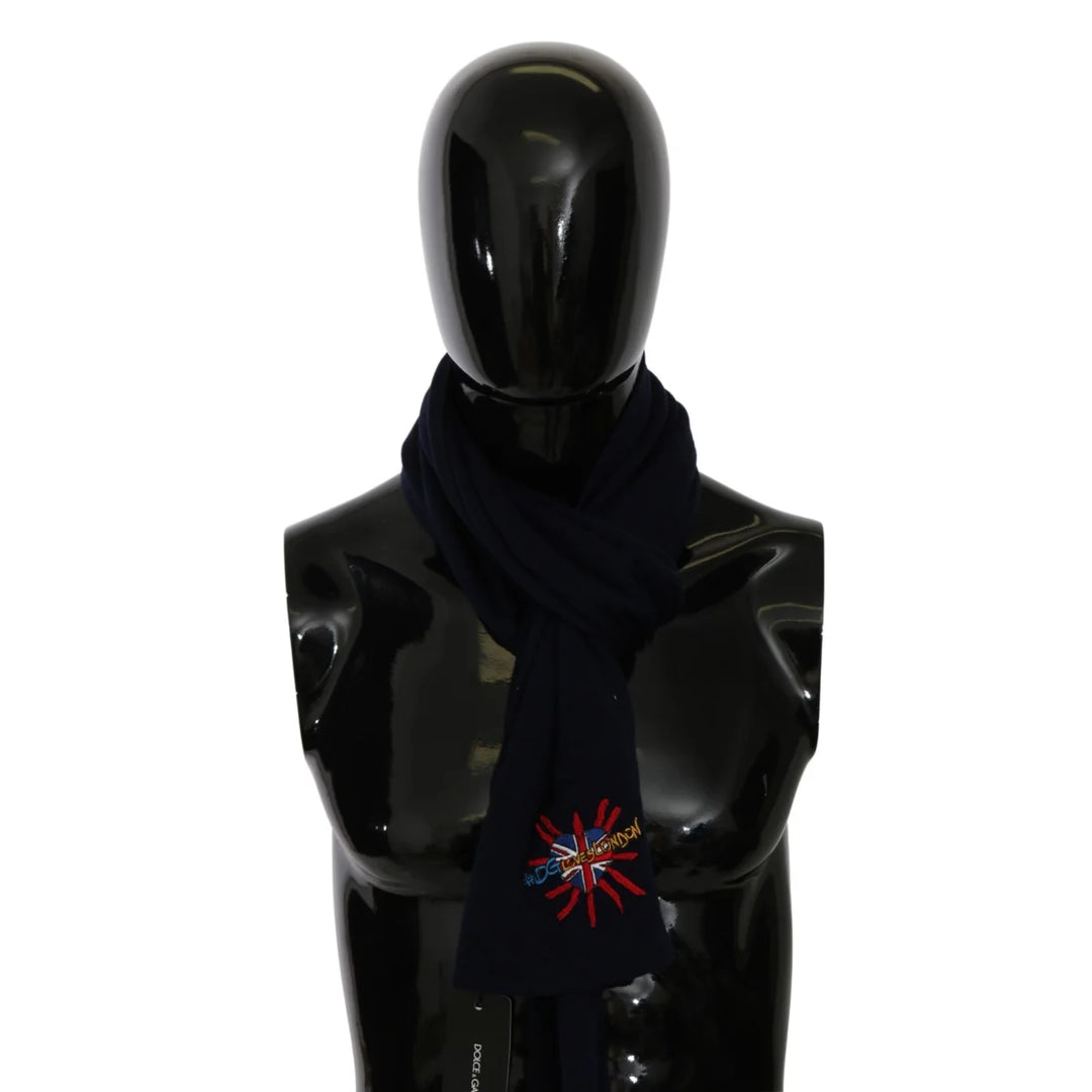 Dolce & Gabbana Blue #DGLovesLondon Wrap Shawl Wool Scarf