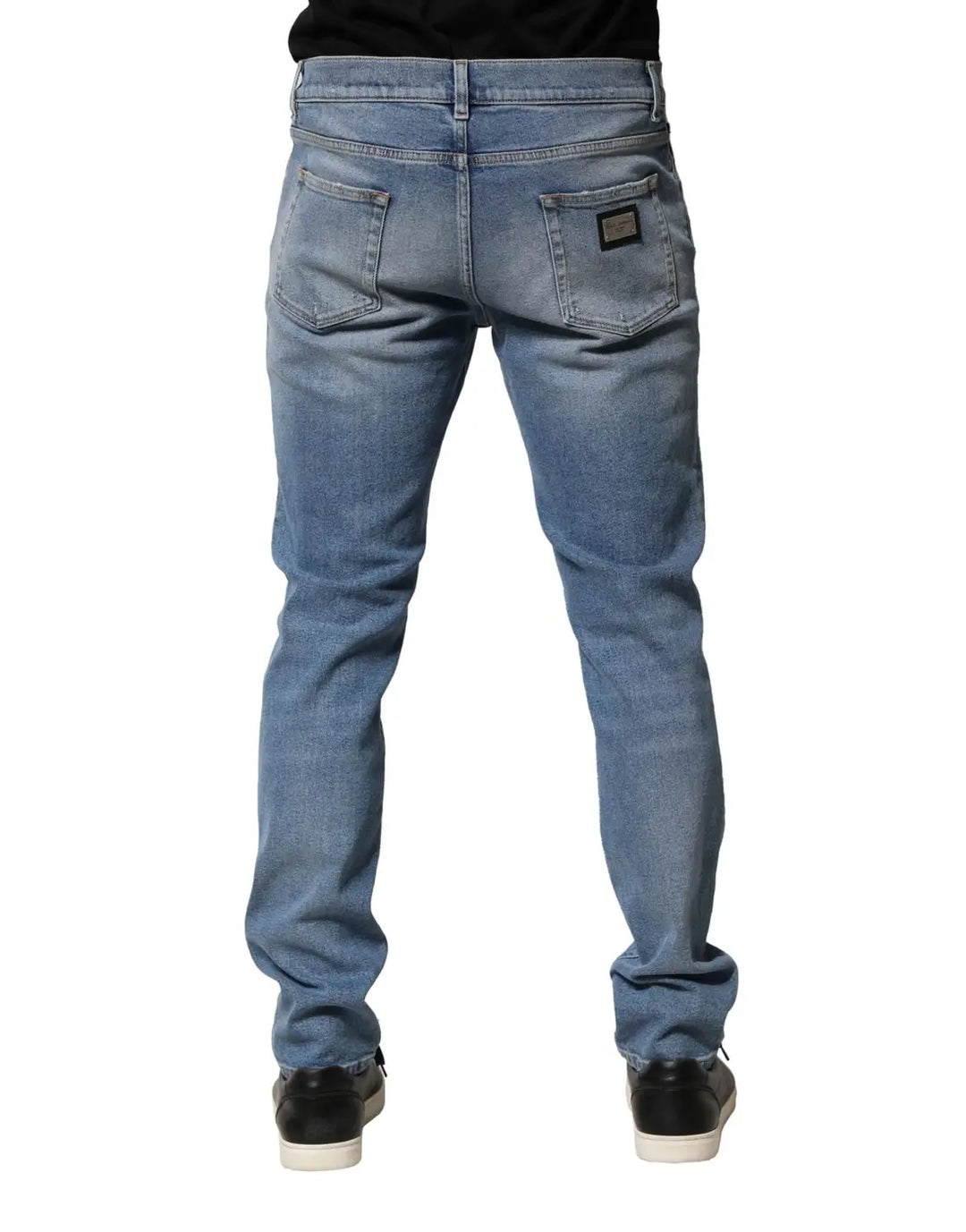 Dolce &amp; Gabbana Blue Distressed Cotton Slim Men Denim Jeans