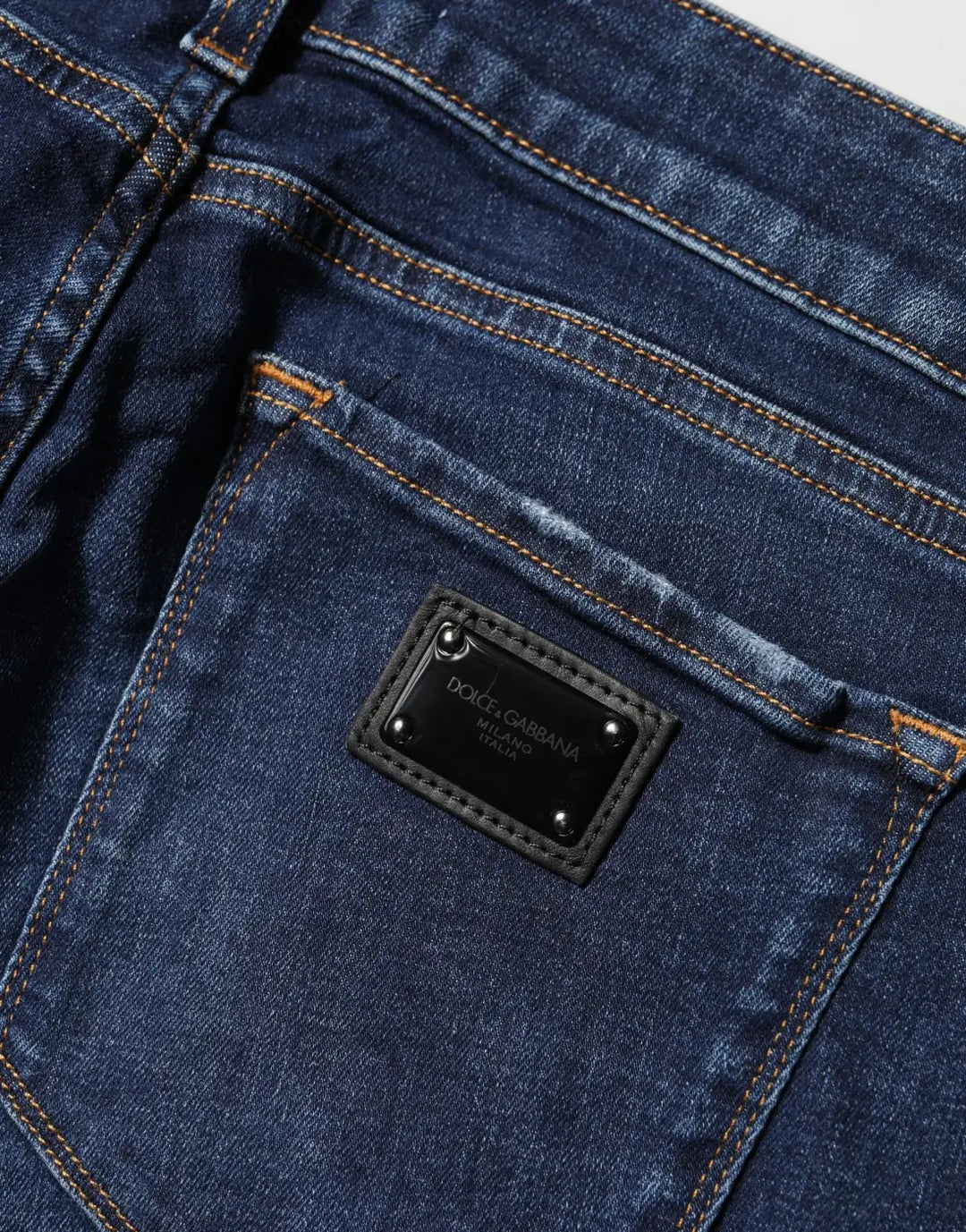 Dolce &amp; Gabbana Blue Distressed Skinny Cotton Denim Jeans