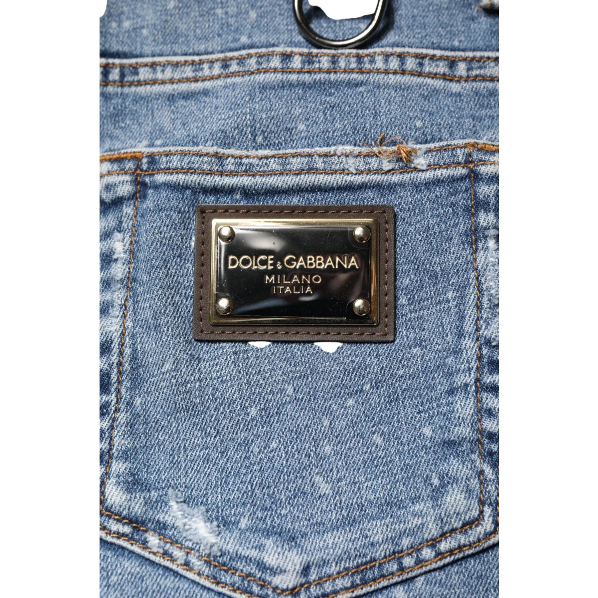 Dolce and Gabbana Blue Embellished Cotton Skinny Jeans &