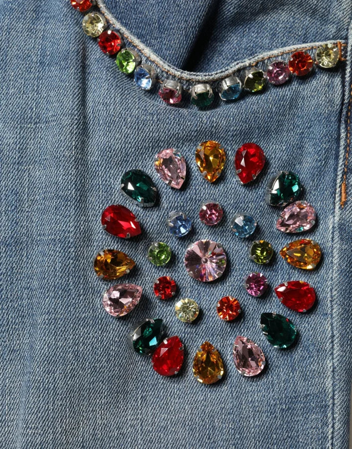 Dolce &amp; Gabbana Blue Embellished Loose Cotton Men Denim Jeans