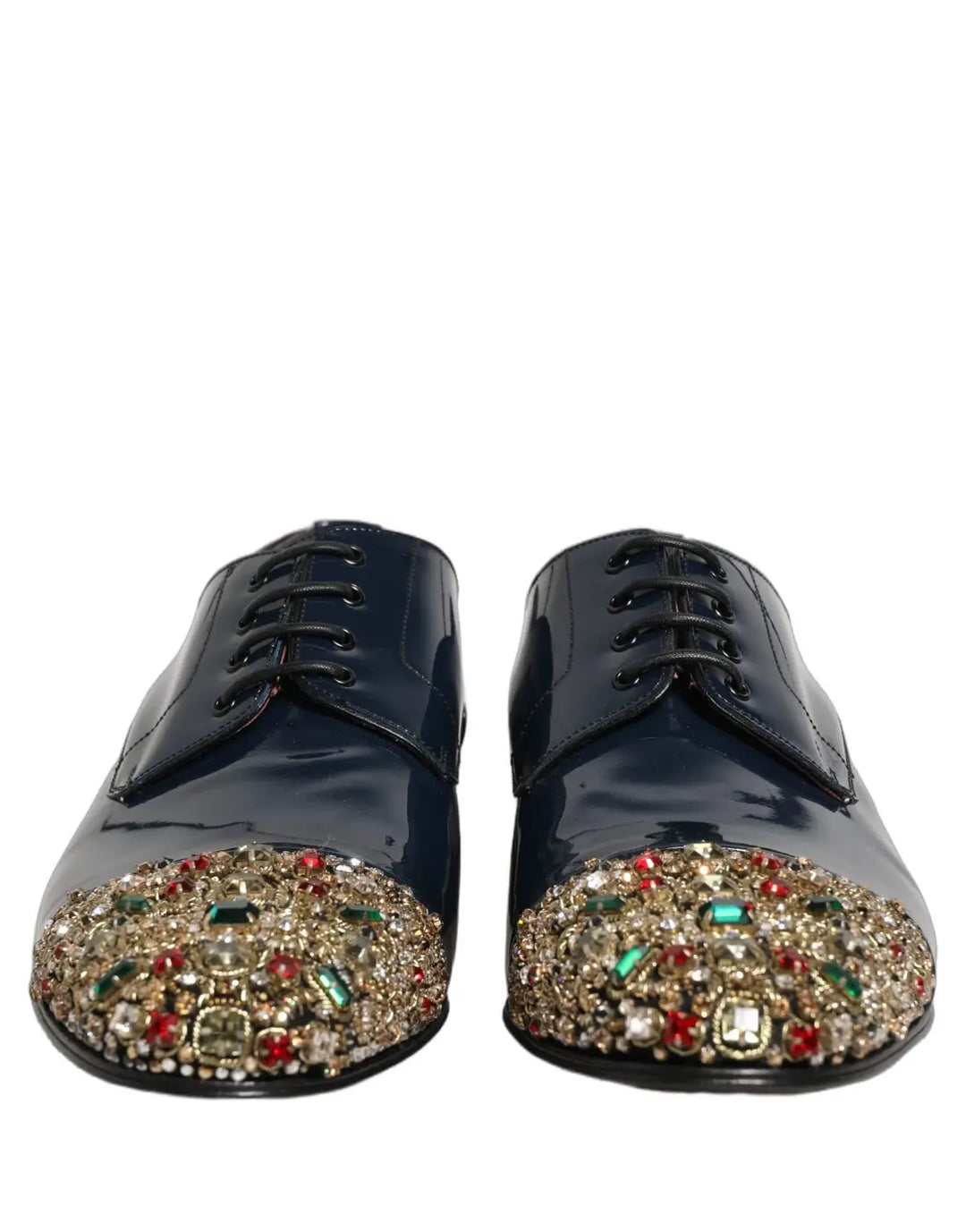 Dolce &amp; Gabbana Blue Embellished Men Derby Dress Formal Shoes