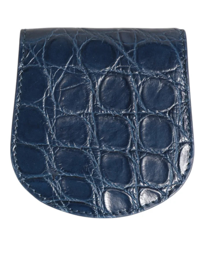 Dolce &amp; Gabbana Blue Exotic Skin Coin Condom Case Holder Pocket Wallet