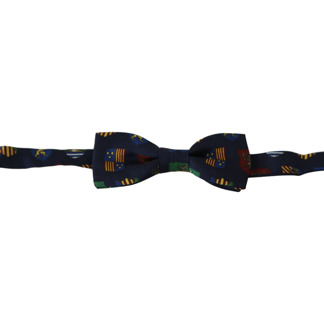 Dolce & Gabbana Blue Flags 100% Silk Adjustable Neck Papillon Men Bow Tie