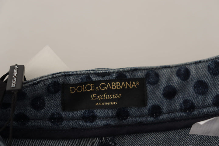 Dolce &amp; Gabbana Blue Floral High Waist Skinny Denim Jeans