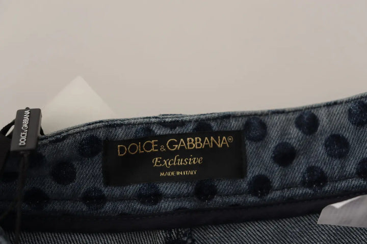 Dolce &amp; Gabbana Blue Floral High Waist Skinny Denim Jeans