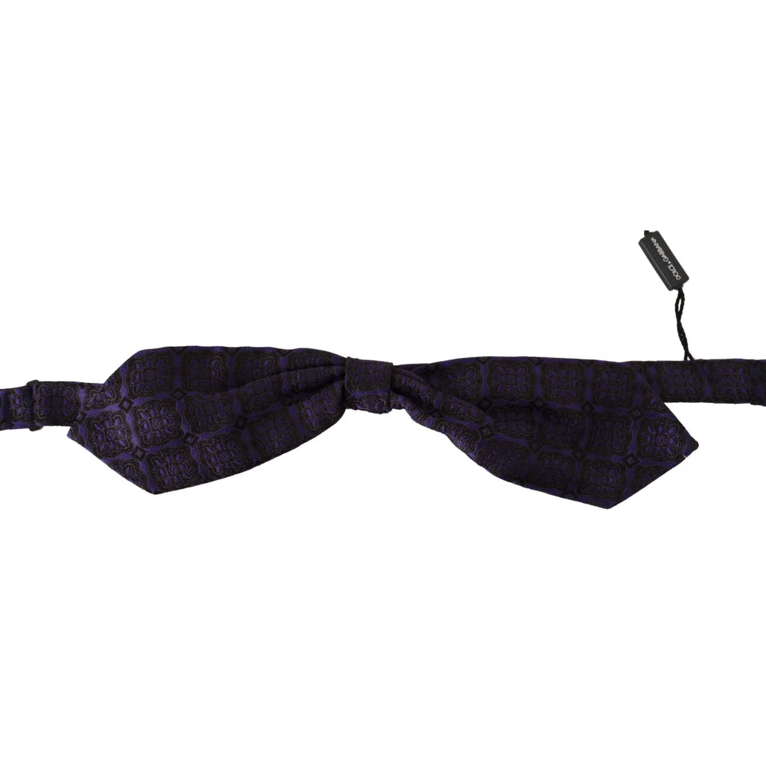 Dolce & Gabbana Blue Geometric Silk Adjustable Neck Papillon Tie