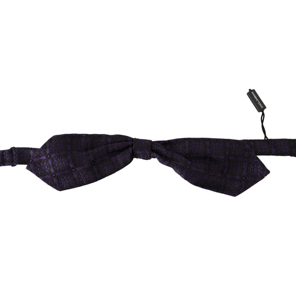 Dolce & Gabbana Blue Geometric Silk Adjustable Neck Papillon Tie