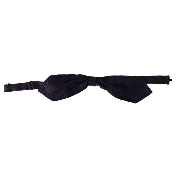 Dolce & Gabbana Blue Geometric Silk Adjustable Neck Papillon Tie