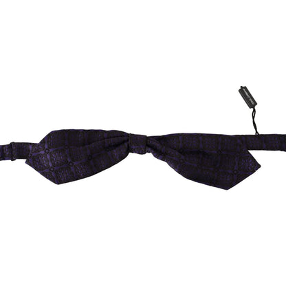 Dolce & Gabbana Blue Geometric Silk Adjustable Neck Papillon Tie