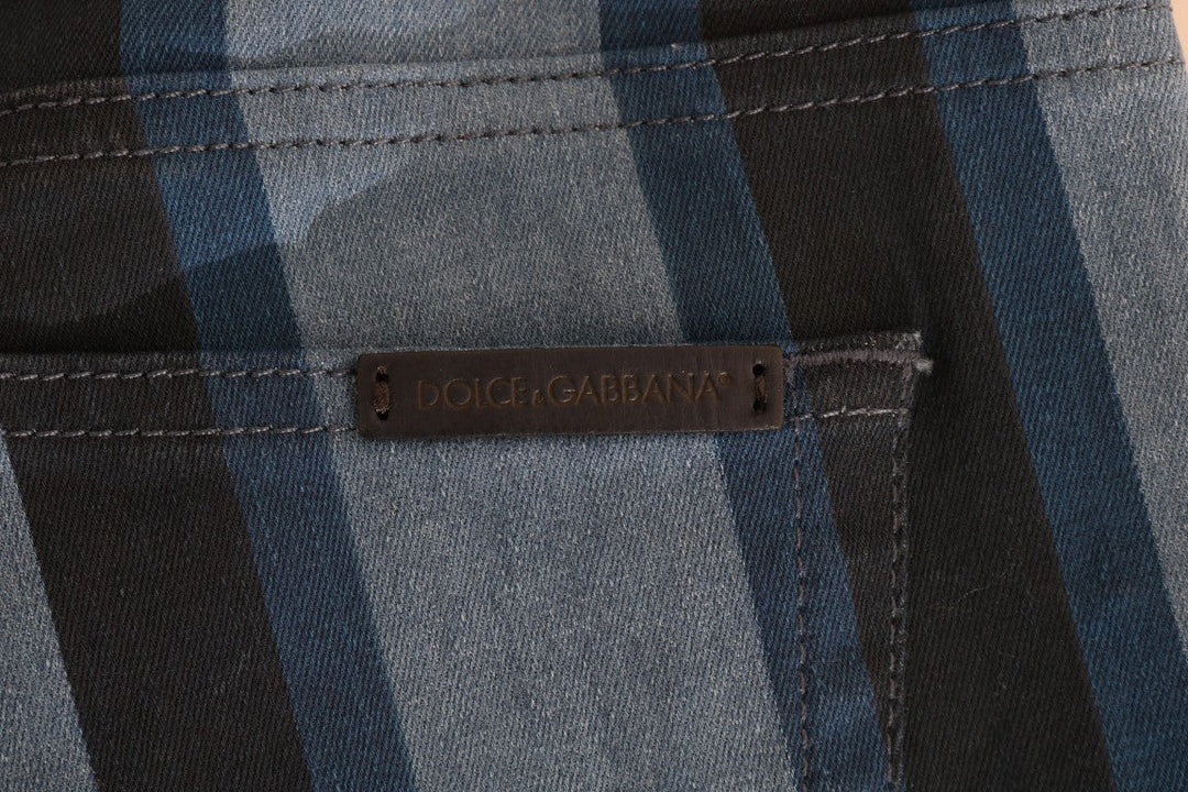 Dolce &amp; Gabbana Blue Girly Striped Cotton Jeans