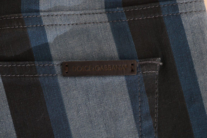 Dolce &amp; Gabbana Blue Girly Striped Cotton Jeans
