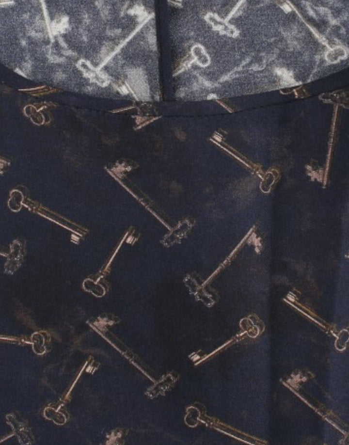 Dolce &amp; Gabbana - Blue gold key print silk blouse