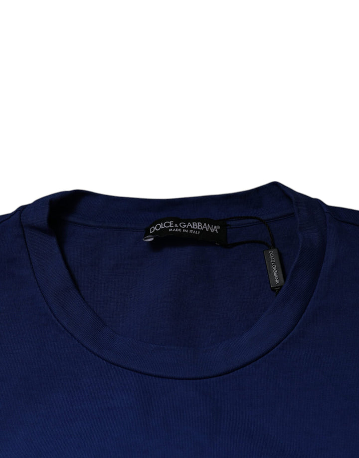 Dolce &amp; Gabbana Blue Graphic Print Cotton Crew Neck T-shirt