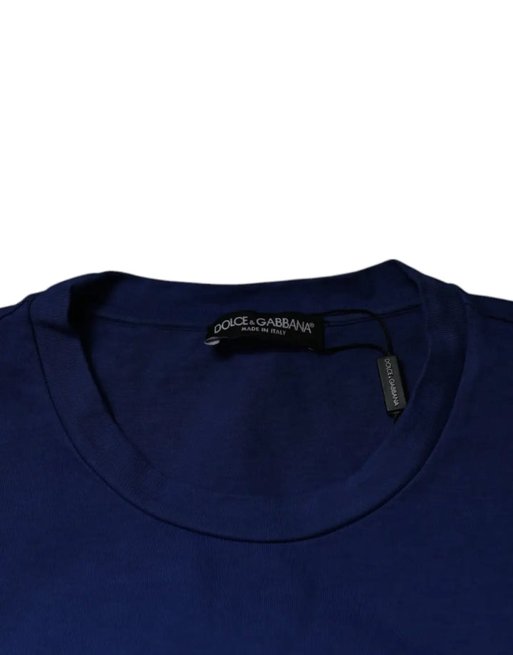 Dolce &amp; Gabbana Blue Graphic Print Cotton Crew Neck T-shirt
