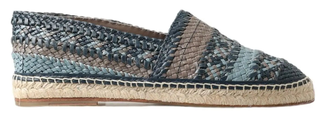 Dolce &amp; Gabbana Blue Gray Leather Buffalo Espadrille Shoes