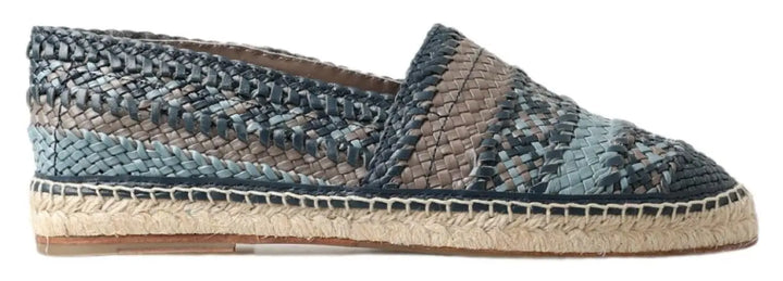 Dolce &amp; Gabbana Blue Gray Leather Buffalo Espadrille Shoes