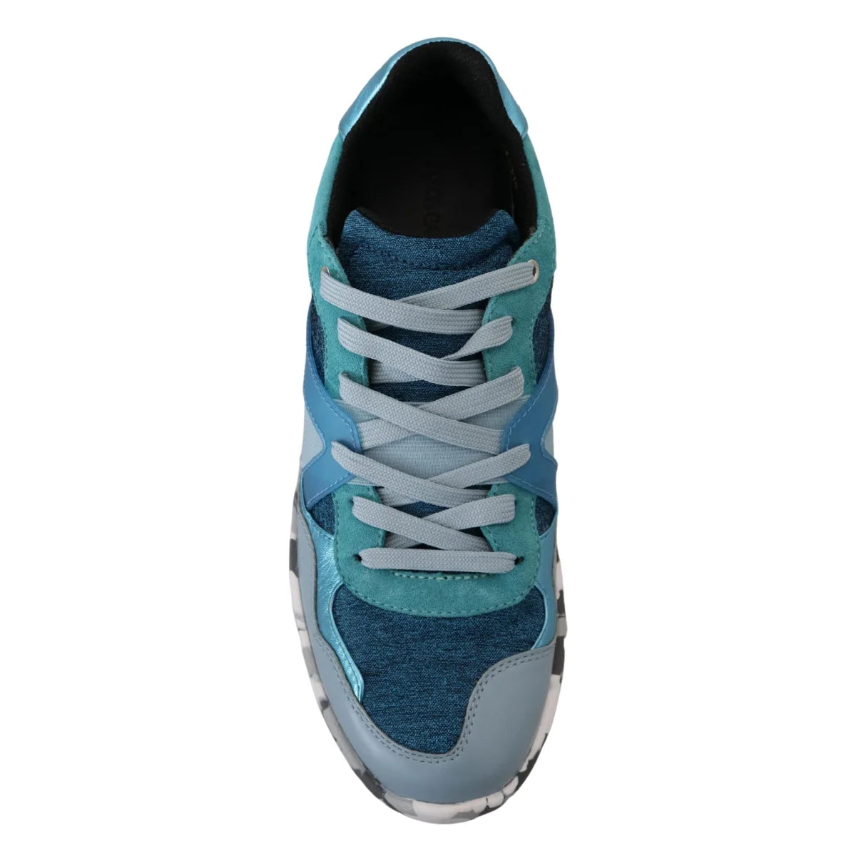 Dolce & Gabbana Blue Gray Leather Sport Low Top Sneakers