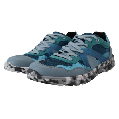 Dolce & Gabbana Blue Gray Leather Sport Low Top Sneakers