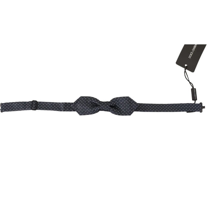 Dolce & Gabbana Blue Gray Polka Dot 100% Silk Neck Papillon Tie