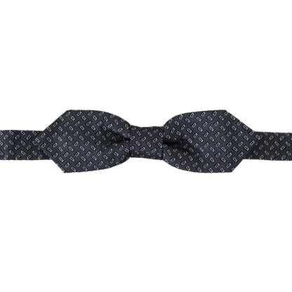 Dolce & Gabbana Blue Gray Polka Dot 100% Silk Neck Papillon Tie