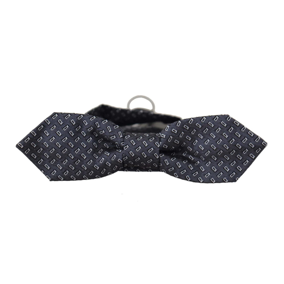 Dolce & Gabbana Blue Gray Polka Dot 100% Silk Neck Papillon Tie