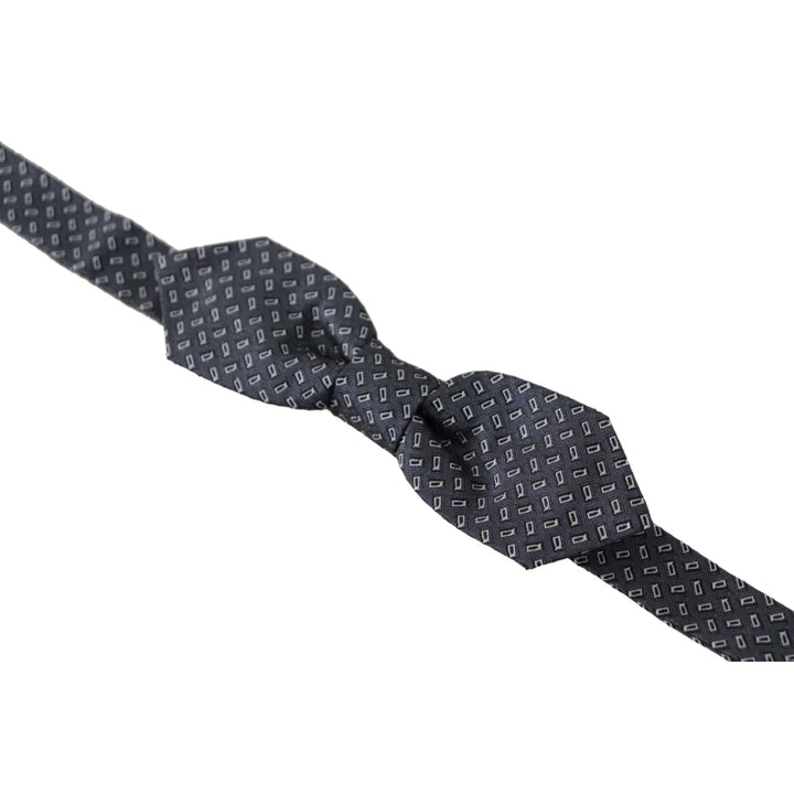 Dolce & Gabbana Blue Gray Polka Dot 100% Silk Neck Papillon Tie