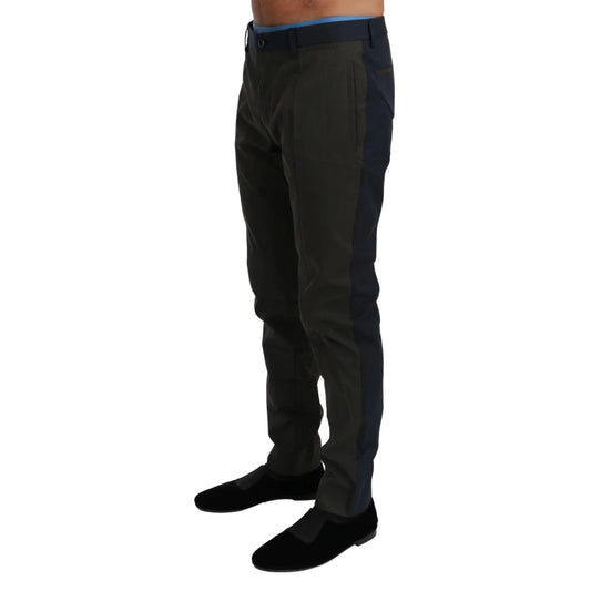 Dolce & Gabbana Blue Gray Stripes Trouser Cotton Pants