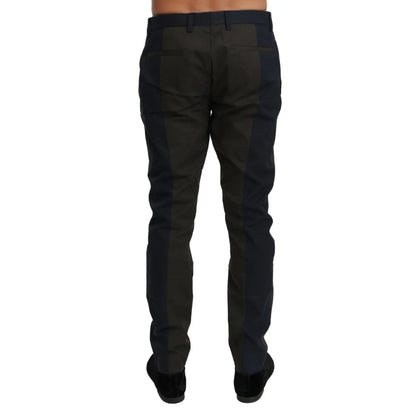 Dolce & Gabbana Blue Gray Stripes Trouser Cotton Pants