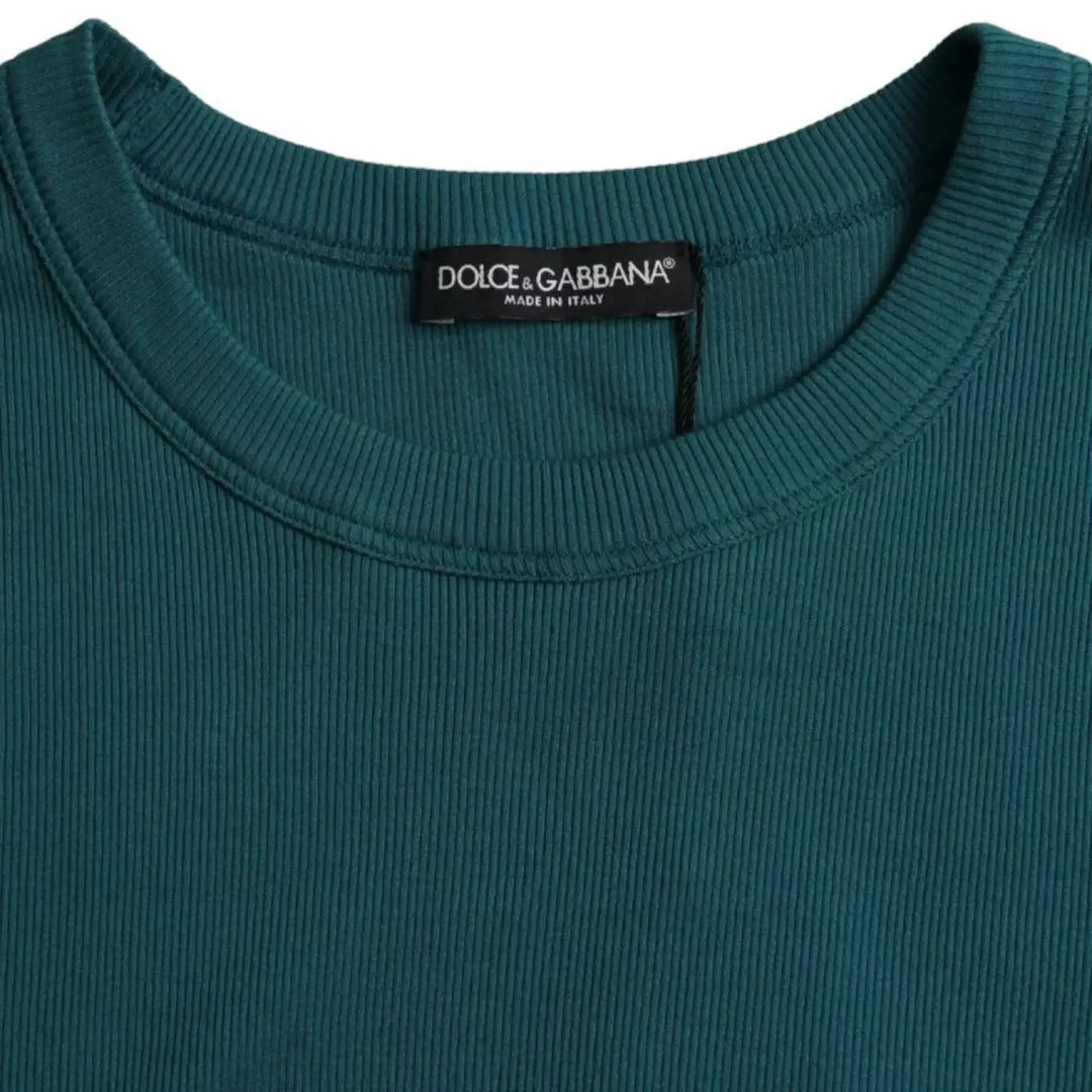 Dolce &amp; Gabbana Blue Green Cotton Round Neck Short Sleeves T-shirt
