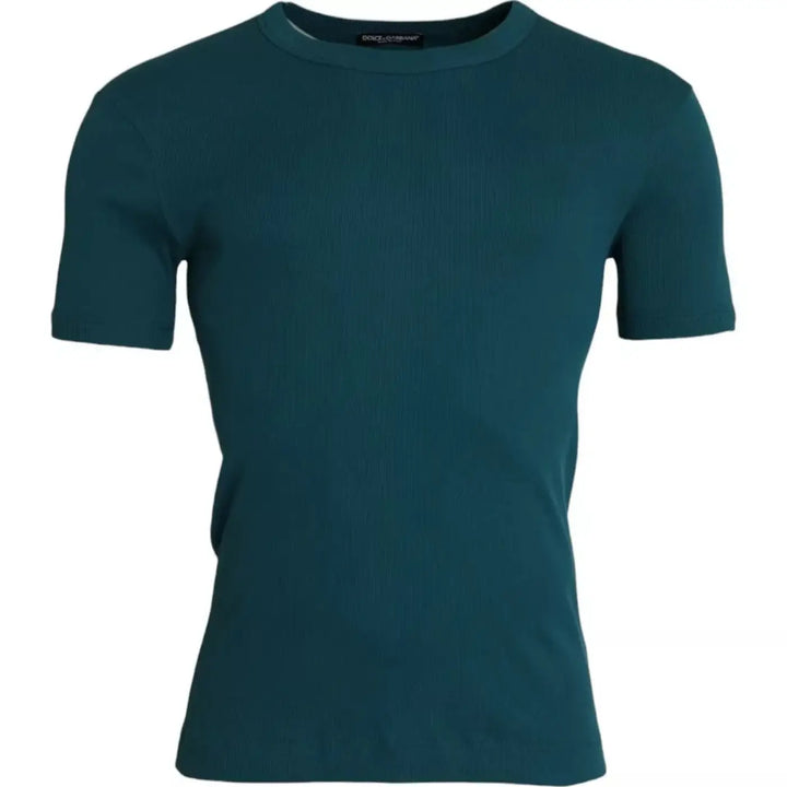 Dolce &amp; Gabbana Blue Green Cotton Round Neck Short Sleeves T-shirt