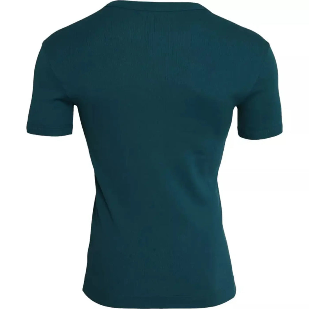 Dolce &amp; Gabbana Blue Green Cotton Round Neck Short Sleeves T-shirt