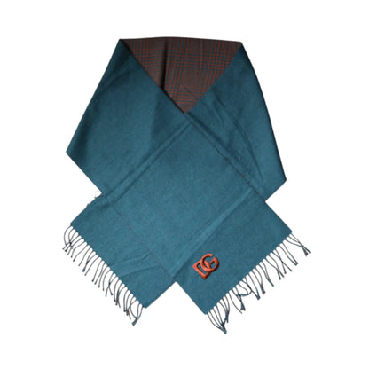 Dolce & Gabbana Blue Green Mens Wool Wrap Scarf