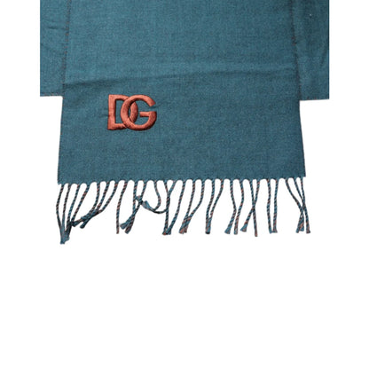 Dolce & Gabbana Blue Green Mens Wool Wrap Scarf