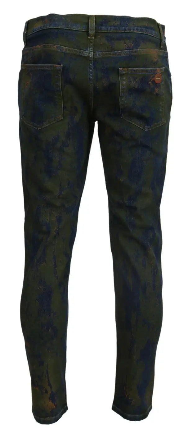 Dolce &amp; Gabbana Blue Green Skinny Cotton Denim Jeans