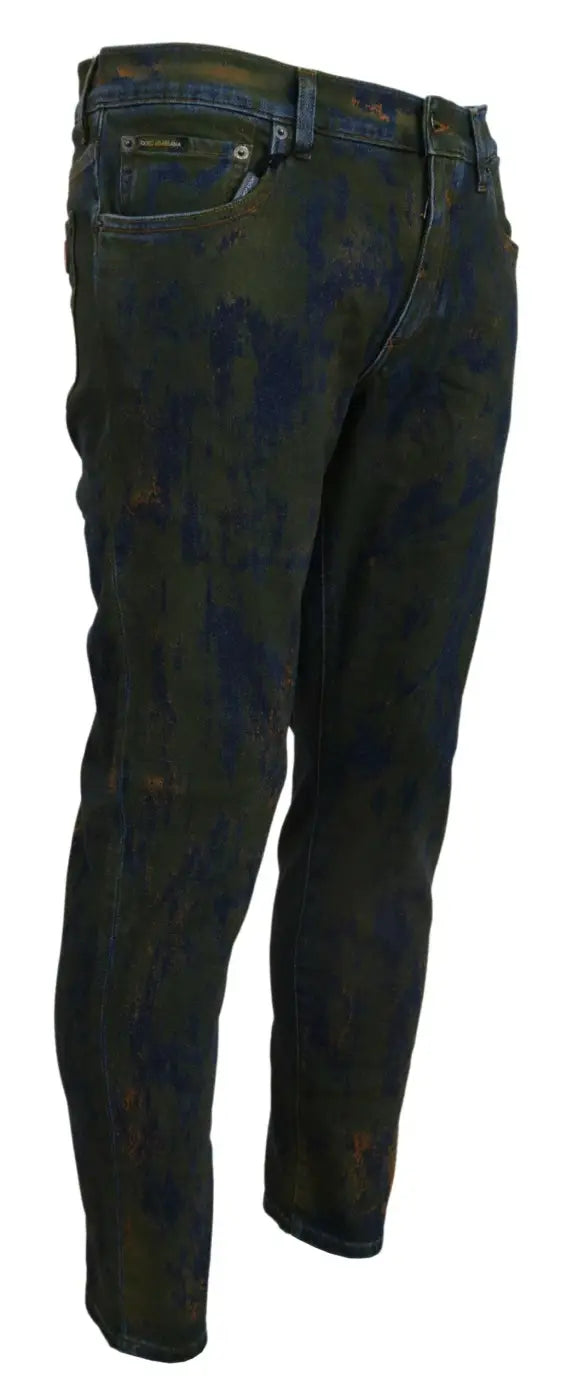 Dolce &amp; Gabbana Blue Green Skinny Cotton Denim Jeans