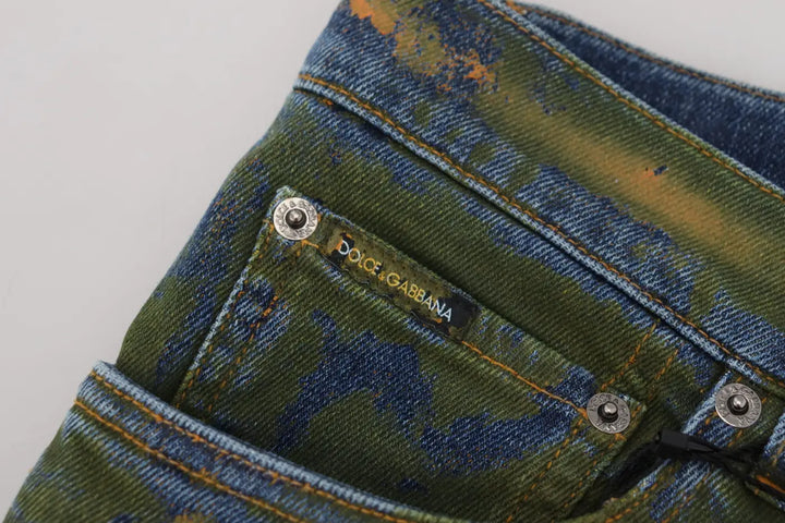 Dolce &amp; Gabbana Blue Green Skinny Cotton Denim Jeans