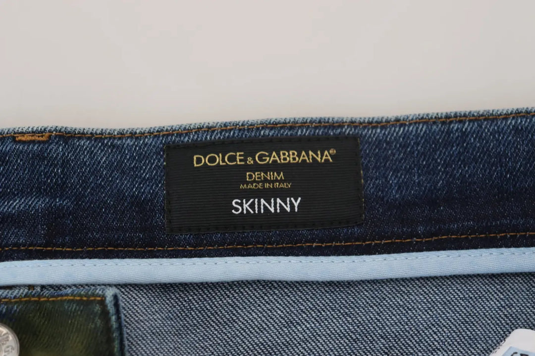 Dolce &amp; Gabbana Blue Green Skinny Cotton Denim Jeans