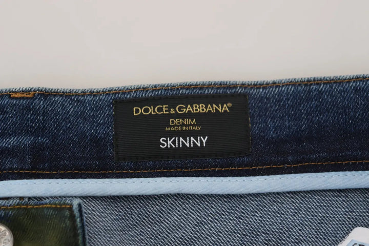 Dolce &amp; Gabbana Blue Green Skinny Cotton Denim Jeans