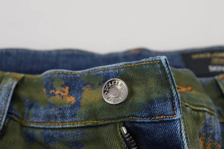 Dolce &amp; Gabbana Blue Green Skinny Cotton Denim Jeans