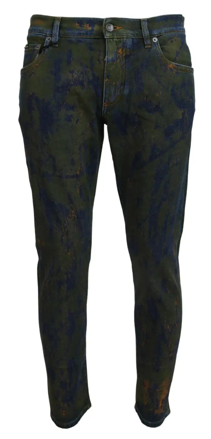 Dolce &amp; Gabbana Blue Green Skinny Cotton Denim Jeans
