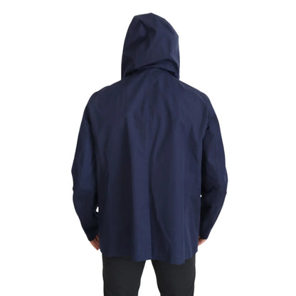 Dolce & Gabbana Blue Hooded Double Breasted Coat Jacket