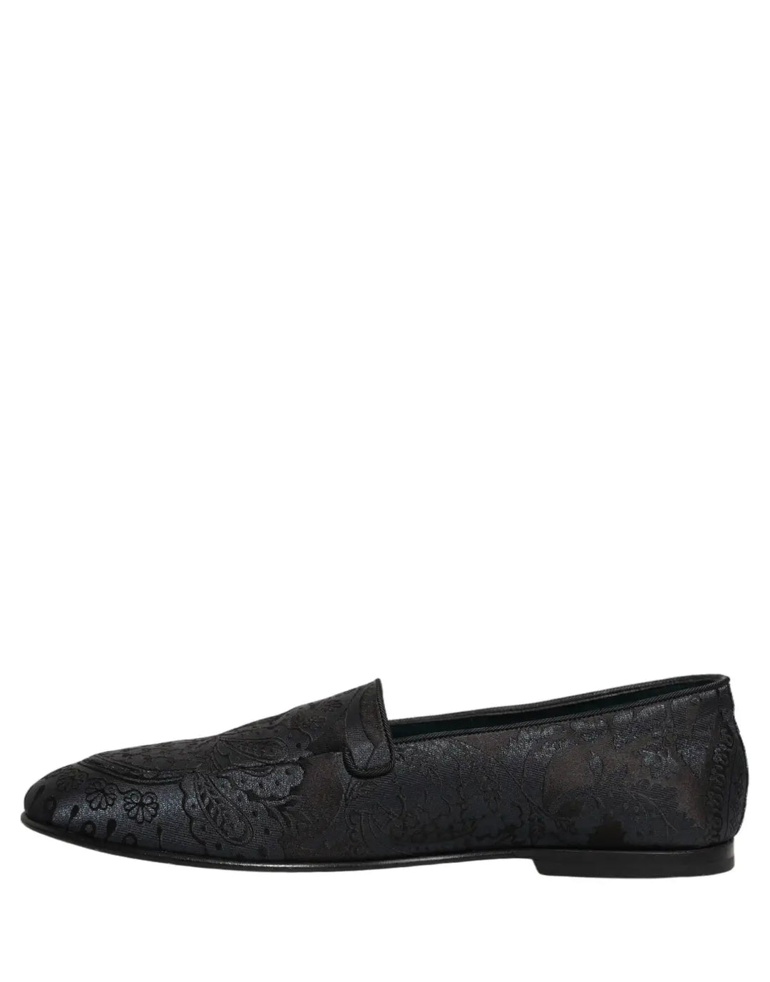 Dolce &amp; Gabbana Blue Jacquard Leather Slip On Loafers Shoes