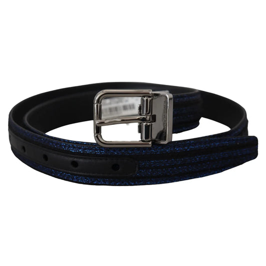 Dolce & Gabbana Blue Jacquard Stripe Silver Buckle Belt