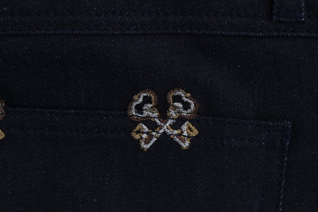 Dolce &amp; Gabbana Blue Key Embroidered Slim Fit Kate Jeans